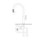 Bateria kuchenna stojąca z zestawem do filtrowania wody Omnires SWITCH, obrotowa dwudrożna wylewka, nikiel szczotkowany SW9057-FD1NI - rysunek techniczny