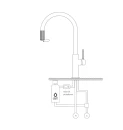 Bateria kuchenna stojąca z zestawem do filtrowania wody Omnires SWITCH, obrotowa dwudrożna wylewka, miedź antyczna szczotkowana SW9057-FD1ORB - rysunek techniczny