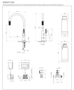 Bateria kuchenna stojąca z zestawem do filtrowania wody Omnires SWITCH, obrotowa dwudrożna wylewka, biały mat SW9057-FD1WM - rysunek techniczny