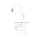 Bateria kuchenna stojąca z zestawem do filtrowania wody Omnires SWITCH, obrotowa dwudrożna wylewka, biały mat SW9057-FD1WM - rysunek techniczny