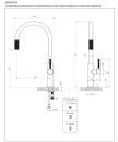 Bateria kuchenna stojąca do podłączenia zestawu filtrującego wodę Omnires SWITCH, obrotowa dwudrożna wylewka, czarny mat SW9057BL - rysunek techniczny
