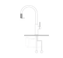 Bateria kuchenna stojąca do podłączenia zestawu filtrującego wodę Omnires SWITCH, obrotowa dwudrożna wylewka, czarny mat SW9057BL - rysunek techniczny