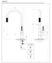 Bateria kuchenna stojąca do podłączenia zestawu filtrującego wodę Omnires SWITCH, obrotowa dwudrożna wylewka, mosiądz szczotkowany SW9057BSB - rysunek techniczny
