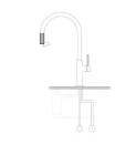 Bateria kuchenna stojąca do podłączenia zestawu filtrującego wodę Omnires SWITCH, obrotowa dwudrożna wylewka, mosiądz szczotkowany SW9057BSB - rysunek techniczny