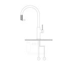 Bateria kuchenna stojąca do podłączenia zestawu filtrującego wodę Omnires SWITCH, obrotowa dwudrożna wylewka, miedź szczotkowana SW9057CPB - rysunek techniczny