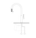 Bateria kuchenna stojąca do podłączenia zestawu filtrującego wodę Omnires SWITCH, obrotowa dwudrożna wylewka, chrom połysk SW9057CR - rysunek techniczny