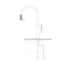 Bateria kuchenna stojąca do podłączenia zestawu filtrującego wodę Omnires SWITCH, obrotowa dwudrożna wylewka, złoty połysk SW9057GL - rysunek techniczny
