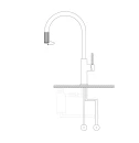 Bateria kuchenna stojąca do podłączenia zestawu filtrującego wodę Omnires SWITCH, obrotowa dwudrożna wylewka, złoty szczotkowany SW9057GLB - rysunek techniczny