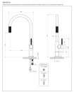 Bateria kuchenna stojąca do podłączenia zestawu filtrującego wodę Omnires SWITCH, obrotowa dwudrożna wylewka, grafit szczotkowany SW9057GR - rysunek techniczny