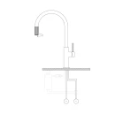 Bateria kuchenna stojąca do podłączenia zestawu filtrującego wodę Omnires SWITCH, obrotowa dwudrożna wylewka, grafit szczotkowany SW9057GR - rysunek techniczny