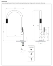 Bateria kuchenna stojąca do podłączenia zestawu filtrującego wodę Omnires SWITCH, obrotowa dwudrożna wylewka, miedź antyczna szczotkowana SW9057ORB - rysunek techniczny