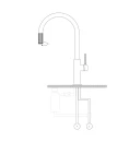 Bateria kuchenna stojąca do podłączenia zestawu filtrującego wodę Omnires SWITCH, obrotowa dwudrożna wylewka, biały mat SW9057WM - rysunek techniczny