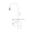 Bateria kuchenna stojąca Omnires SWITCH z wyciąganą wylewką i zestawem filtrującym czarny mat SW9059-FD1BL - rysunek techniczny