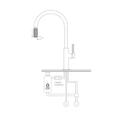 Bateria kuchenna stojąca Omnires SWITCH z wyciąganą wylewką i zestawem filtrującym biały mat SW9059-FD1WM - rysunek techniczny