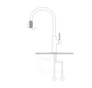 Bateria kuchenna stojąca Omnires SWITCH z wyciąganą wylewką do podłączenia zestawu filtrującego SW9059BL - rysunek techniczny