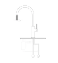 Bateria kuchenna stojąca Omnires SWITCH z wyciąganą wylewką do podłączenia zestawu filtrującego złoty szczotkowany SW9059GLB - rysunek techniczny