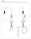 Bateria kuchenna stojąca Omnires SWITCH z wyciąganą wylewką do podłączenia zestawu filtrującego grafit szczotkowany SW9059GR - rysunek techniczny