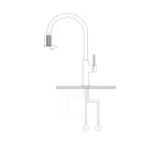 Bateria kuchenna stojąca Omnires SWITCH z wyciąganą wylewką do podłączenia zestawu filtrującego grafit szczotkowany SW9059GR - rysunek techniczny