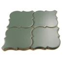 Dekoracyjna mozaika ceramiczna ścienna, matowa, biała, w kształcie arabeski Ceramik Studio Arabesque Khaki Mat 26,3x29,6