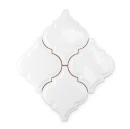 Dekoracyjna mozaika ceramiczna ścienna w połysku, biała, kształt arabeski Ceramik Studio Arabeska White Glossy Palace 26,5x29,7