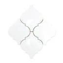 Dekoracyjna mozaika ceramiczna ścienna w połysku, biała, kształt arabeski Ceramik Studio Arabeska White Glossy 26,5x29,7