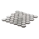 Dekoracyjna mozaika ceramiczna ścienna w połysku, szara, heksagon Ceramik Studio Hex Quicksilver 30x27,4