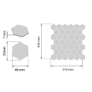 Dekoracyjna mozaika ceramiczna ścienna w połysku, szara, heksagon Ceramik Studio Hex Quicksilver 30x27,4 - rysunek techniczny