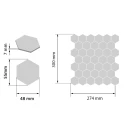 Dekoracyjna mozaika ceramiczna, ścienna, heksagonalna w połysku, czarna z efektem 3D - Ceramik Studio 3D Hex Black 30x27,4 - rysunek techniczny