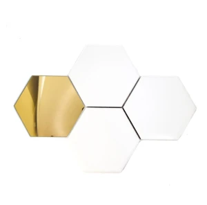 Ceramik Studio Heksagon White&Mirror Gold 36x25 mozaika ceramiczna ścienna heksagonalna biało-złota
