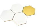 Dekoracyjna mozaika ceramiczna ścienna - 3 heksagony biały mat i 1 heksagon lustrzany złoty Ceramik Studio Heksagon White&Mirror Gold 36x25