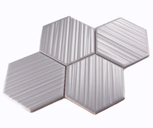 Ceramik Studio Heksagon Relief Light Grey 36x25 szara mozaika dekoracyjna ścienna heksagonalna 