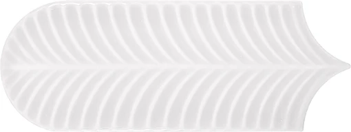 Płytka ścienna, dekoracyjna hiszpańska w kształcie rybiej łuski w kolorze białym Cifre Alma Scale White Brillo 8x21,5.