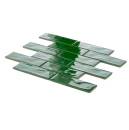 Zielona mozaika ścienna w połysku w kształcie cegiełek Ceramik Studio Venice Green 30,8x30,3