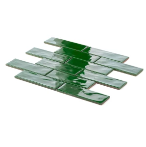 Ceramik Studio Venice Green 30,8x30,3 zielona mozaika ścienna cegiełka w połysku