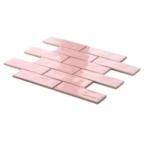 Ceramik Studio Venice Pink 30,8x30,3 mozaika ścienna cegiełka różowa w połysku