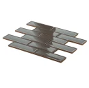 Mozaika ceramiczna przeznaczona na ściany, brązowa, w kształcie cegiełek w połysku Ceramik Studio Modena Timber 30,8x30,3