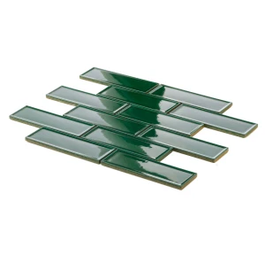 Ceramik Studio Modena Emerald 30,8x30,3 ciemnozielona mozaika ścienna cegiełka połysk