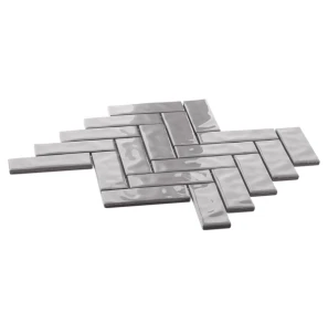 Ceramik Studio Vibrant Grey 26,2x31,4 szara mozaika ścienna jodełka połysk 