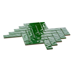 Ceramik Studio Vibrant Green 26,2x31,4 zielona mozaika ścienna jodełka w połysku