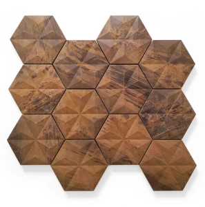Ceramik Studio Heksagon Cooper Mosaic 30,5x32,5 brązowa mozaika ścienna trójwymiarowa