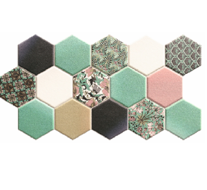 Realonda Hex Noveau Green 26,5x51 płytka gresowa patchwork