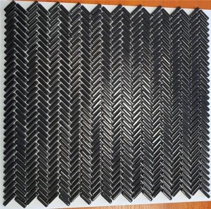 Mozaika Dekoracyjna 098051 Enamel Herringbone Negro Brillo 28,0x30,3