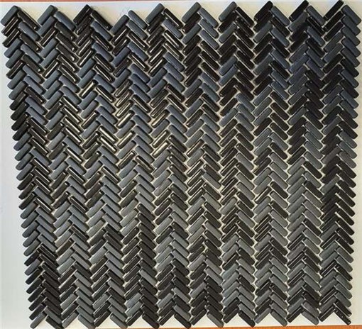Mozaika Dekoracyjna 098053 Enamel Herringbone Negro Mix Soft/Brillo 28,0x30,3
