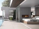 Wnętrze z szarymi płytkami imitującymi kamień Porcelanosa River Silver