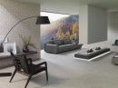 Wnętrze z szarymi płytkami imitującymi kamień Porcelanosa Prada Acero