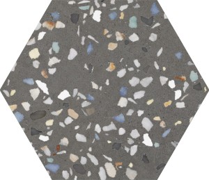 ITT Hexa Cezanne Black Matt 23x27 płytki heksagonalne imitujące lastryko