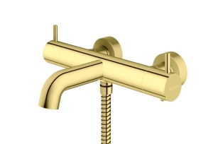 Kohlman AXEL GOLD QW710AGD bateria wannowo-prysznicowa termostatyczna dwuuchwytowa złota