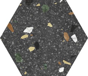 Keros Hexa Tritato Negro23x27 płytka heksagonalna lastryko