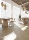 Restauracja z płytkami drewnopodobnymi Porcelanosa Bremen