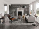 Salon z płytkami imitującymi kamień Porcelanosa Image Dark
